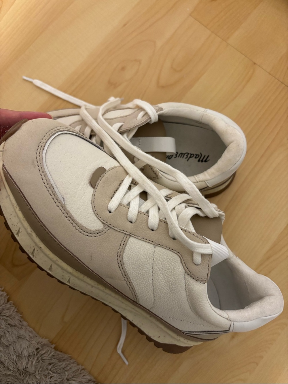 Madewell Beige and White Womenās Sneakers